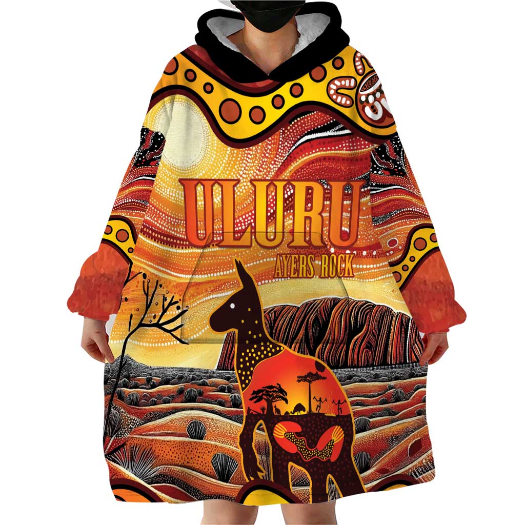 Northern Territory Uluru Wearable Blanket Hoodie Ayers Rock Kangaroo Aboriginal Art