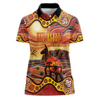Northern Territory Uluru Women Polo Shirt Ayers Rock Kangaroo Aboriginal Art