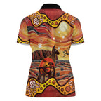 Northern Territory Uluru Women Polo Shirt Ayers Rock Kangaroo Aboriginal Art