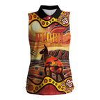 Northern Territory Uluru Women Sleeveless Polo Shirt Ayers Rock Kangaroo Aboriginal Art