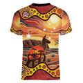 Northern Territory Uluru Women V-Neck T-Shirt Ayers Rock Kangaroo Aboriginal Art