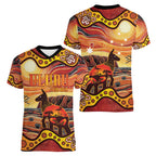 Northern Territory Uluru Women V-Neck T-Shirt Ayers Rock Kangaroo Aboriginal Art