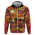 Northern Territory Uluru Zip Hoodie Ayers Rock Kangaroo Aboriginal Art