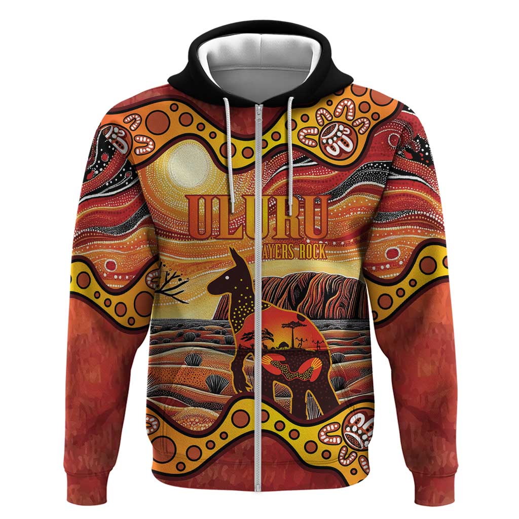 Northern Territory Uluru Zip Hoodie Ayers Rock Kangaroo Aboriginal Art