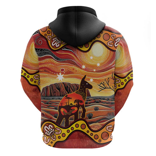 Northern Territory Uluru Zip Hoodie Ayers Rock Kangaroo Aboriginal Art
