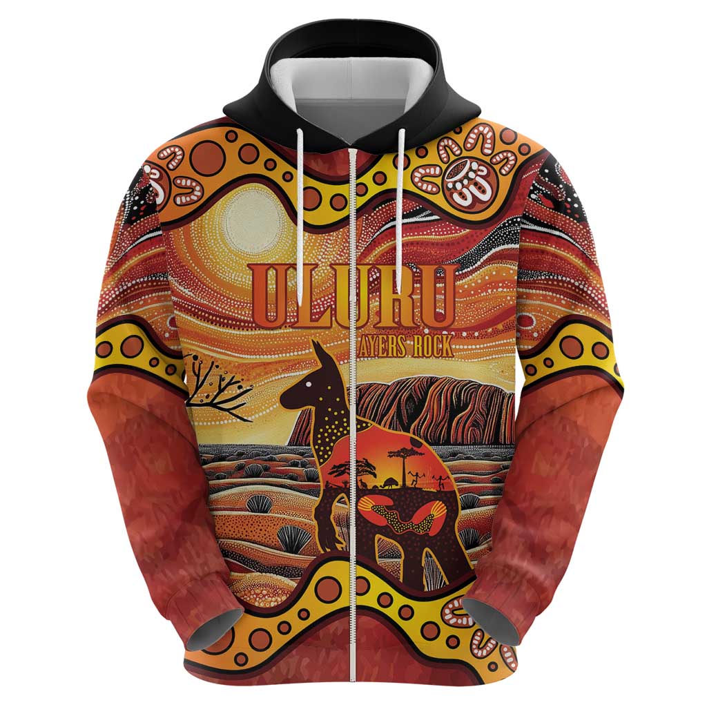 Northern Territory Uluru Zip Hoodie Ayers Rock Kangaroo Aboriginal Art