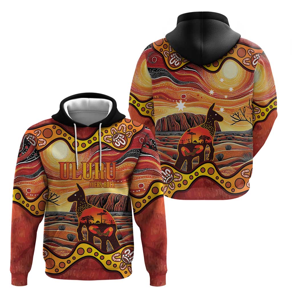 Northern Territory Uluru Zip Hoodie Ayers Rock Kangaroo Aboriginal Art