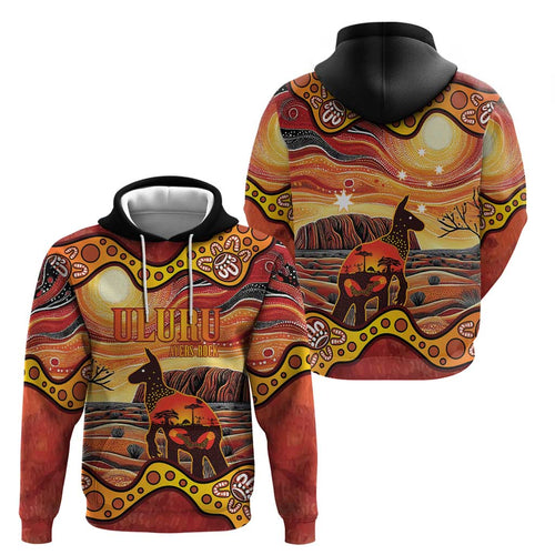 Northern Territory Uluru Zip Hoodie Ayers Rock Kangaroo Aboriginal Art