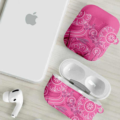 Australia Indigenous Pink Month AirPods Case Breast Cancer Aboriginal Dragonflies Ribbon - Aussie Hoodie