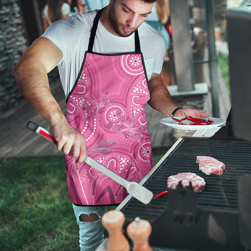 Australia Indigenous Pink Month Apron Breast Cancer Aboriginal Dragonflies Ribbon - Aussie Hoodie