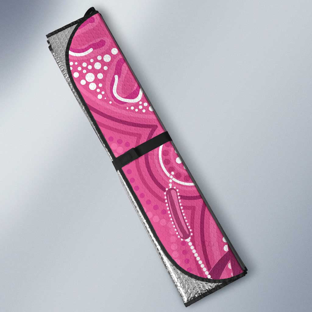 Australia Indigenous Pink Month Auto Sun Shade Breast Cancer Aboriginal Dragonflies Ribbon - Aussie Hoodie