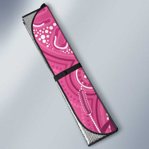 Australia Indigenous Pink Month Auto Sun Shade Breast Cancer Aboriginal Dragonflies Ribbon - Aussie Hoodie