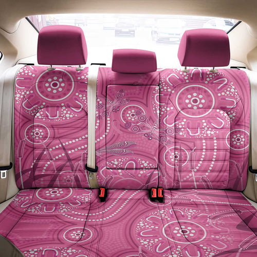 Australia Indigenous Pink Month Back Car Seat Cover Breast Cancer Aboriginal Dragonflies Ribbon - Aussie Hoodie