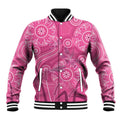 Australia Indigenous Pink Month Baseball Jacket Breast Cancer Aboriginal Dragonflies Ribbon - Aussie Hoodie