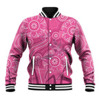 Australia Indigenous Pink Month Baseball Jacket Breast Cancer Aboriginal Dragonflies Ribbon - Aussie Hoodie