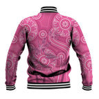 Australia Indigenous Pink Month Baseball Jacket Breast Cancer Aboriginal Dragonflies Ribbon - Aussie Hoodie