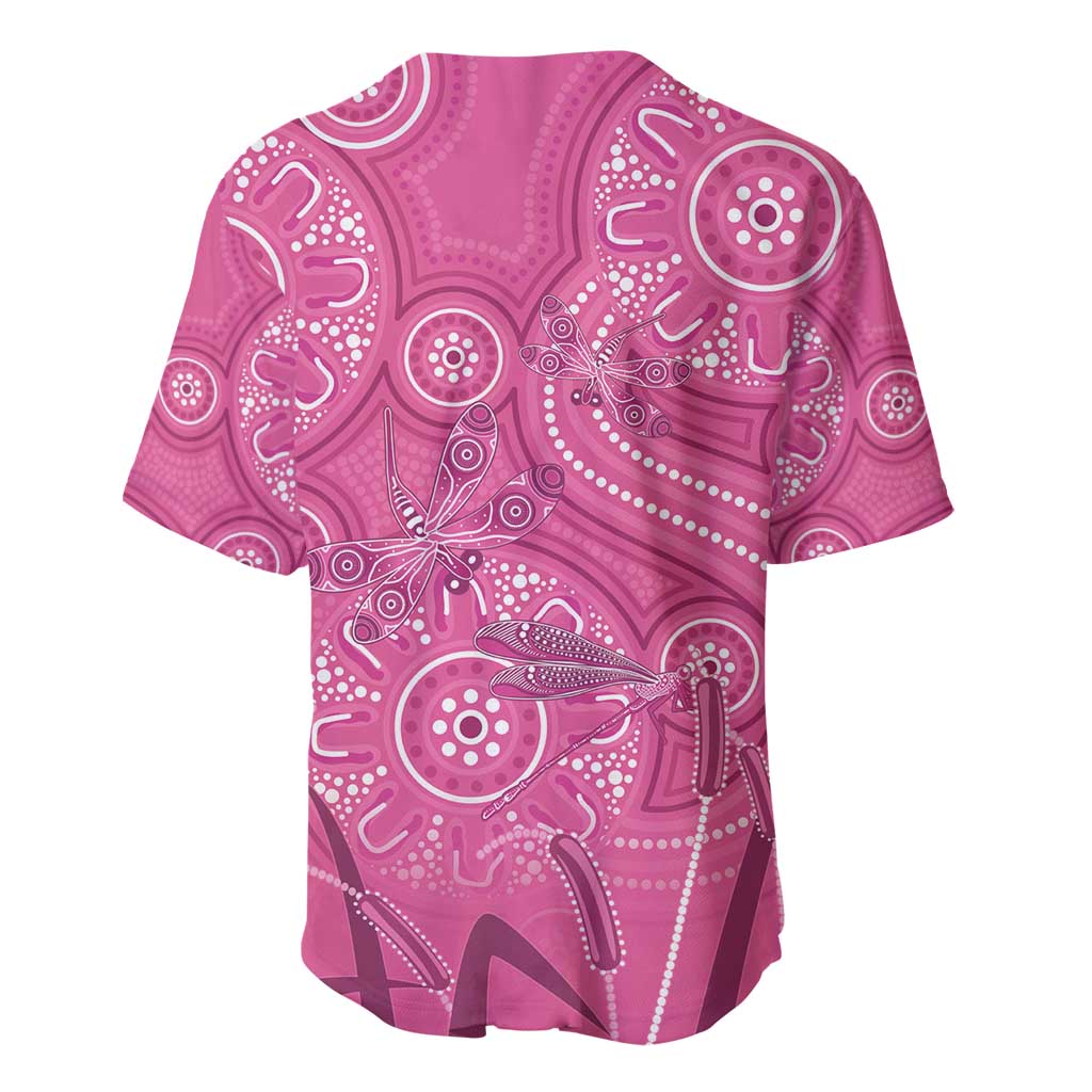 Australia Indigenous Pink Month Baseball Jersey Breast Cancer Aboriginal Dragonflies Ribbon - Aussie Hoodie