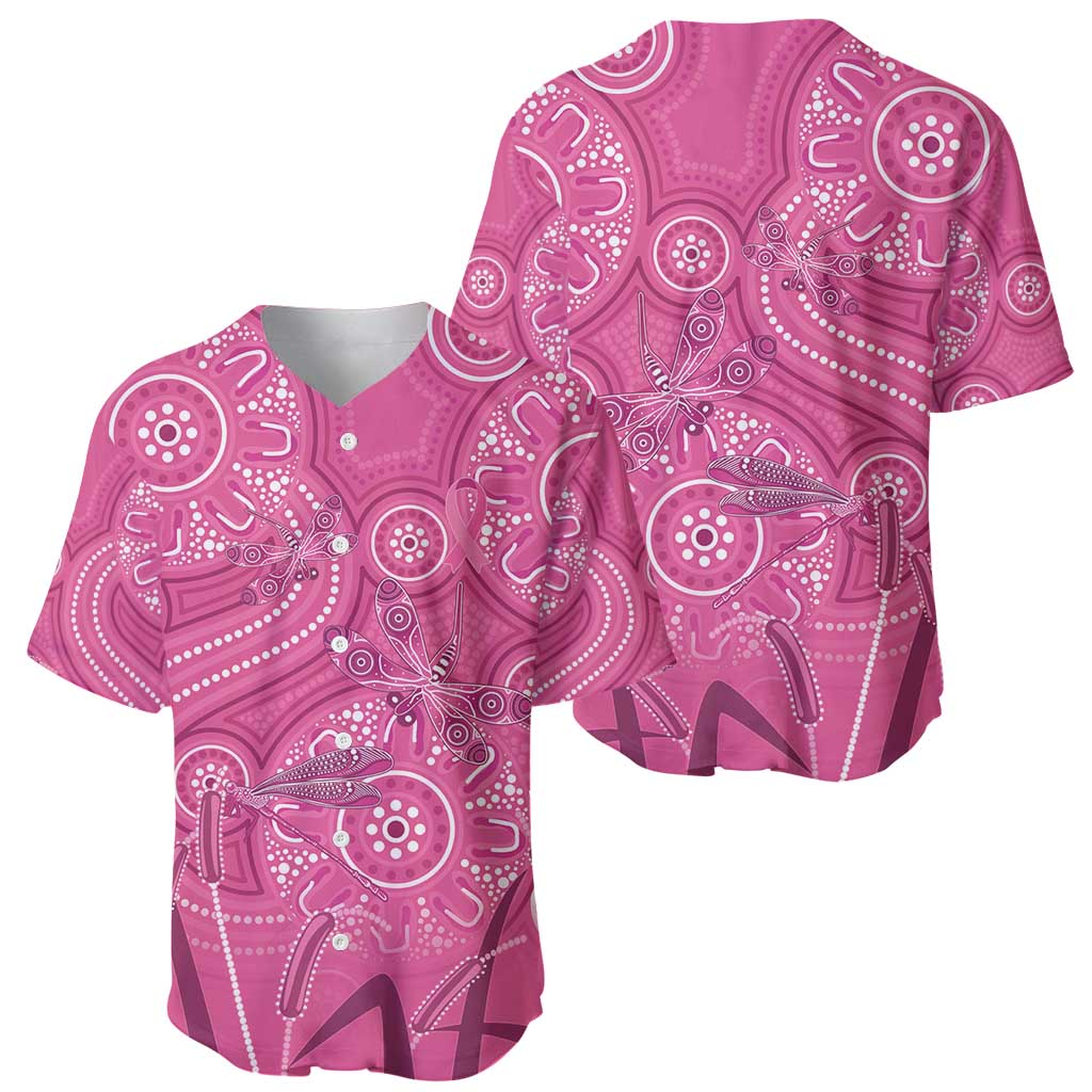 Australia Indigenous Pink Month Baseball Jersey Breast Cancer Aboriginal Dragonflies Ribbon - Aussie Hoodie