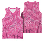 Australia Indigenous Pink Month Basketball Jersey Breast Cancer Aboriginal Dragonflies Ribbon - Aussie Hoodie