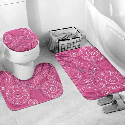 Australia Indigenous Pink Month Bathroom Set Breast Cancer Aboriginal Dragonflies Ribbon - Aussie Hoodie