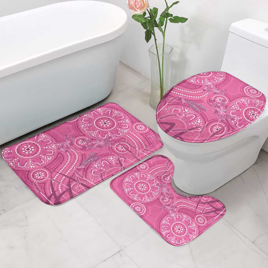 Australia Indigenous Pink Month Bathroom Set Breast Cancer Aboriginal Dragonflies Ribbon - Aussie Hoodie