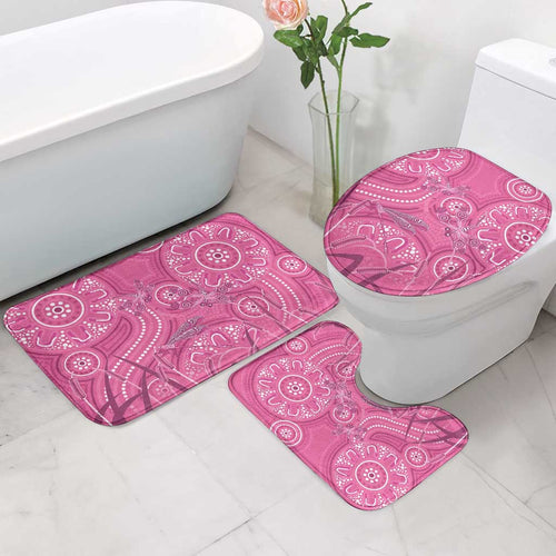 Australia Indigenous Pink Month Bathroom Set Breast Cancer Aboriginal Dragonflies Ribbon - Aussie Hoodie