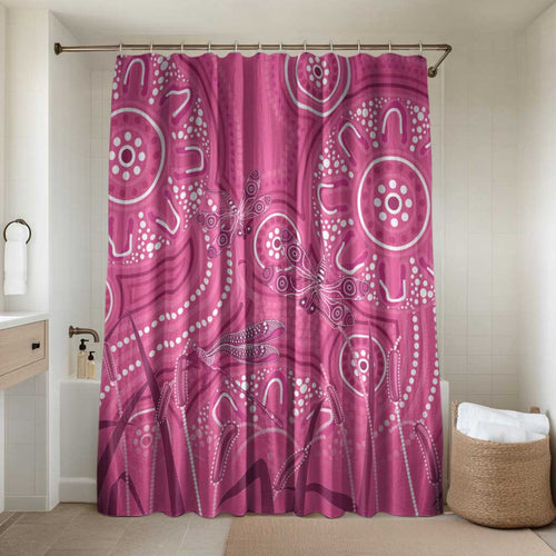 Australia Indigenous Pink Month Bathroom Set Breast Cancer Aboriginal Dragonflies Ribbon - Aussie Hoodie