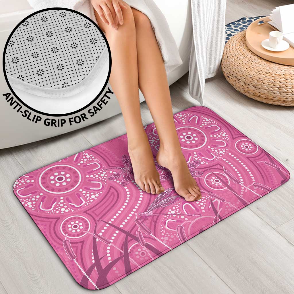 Australia Indigenous Pink Month Bathroom Set Breast Cancer Aboriginal Dragonflies Ribbon - Aussie Hoodie