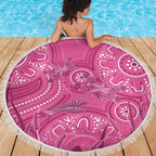 Australia Indigenous Pink Month Beach Blanket Breast Cancer Aboriginal Dragonflies Ribbon - Aussie Hoodie