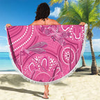Australia Indigenous Pink Month Beach Blanket Breast Cancer Aboriginal Dragonflies Ribbon - Aussie Hoodie