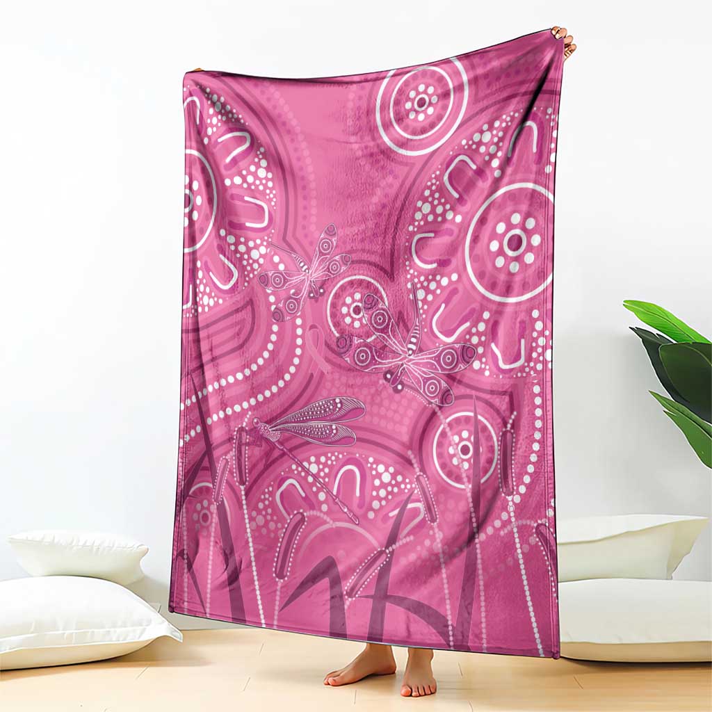 Australia Indigenous Pink Month Blanket Breast Cancer Aboriginal Dragonflies Ribbon - Aussie Hoodie