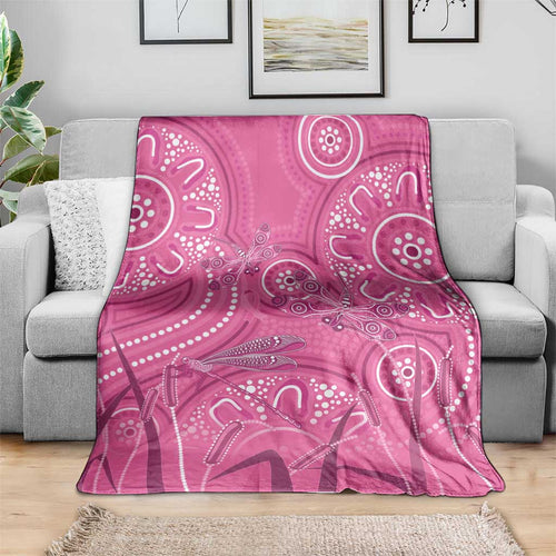 Australia Indigenous Pink Month Blanket Breast Cancer Aboriginal Dragonflies Ribbon - Aussie Hoodie
