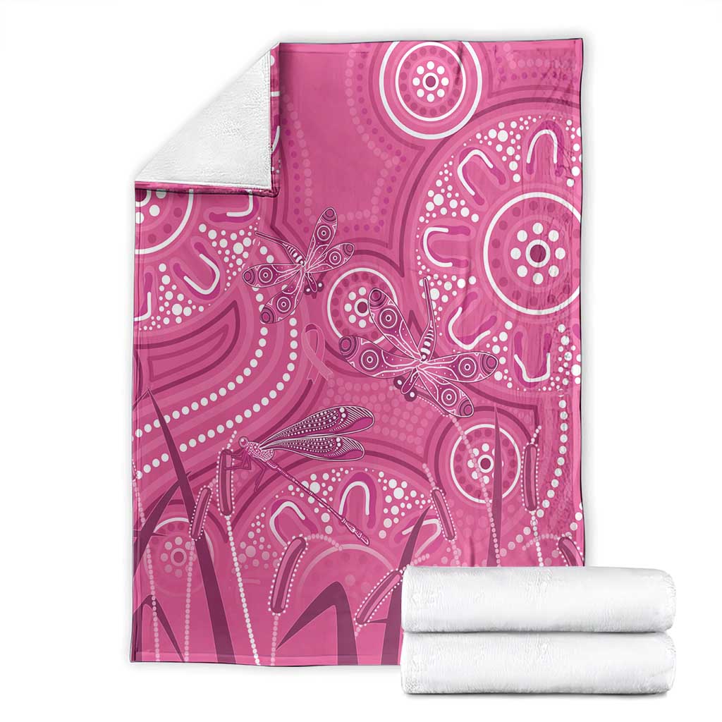 Australia Indigenous Pink Month Blanket Breast Cancer Aboriginal Dragonflies Ribbon - Aussie Hoodie