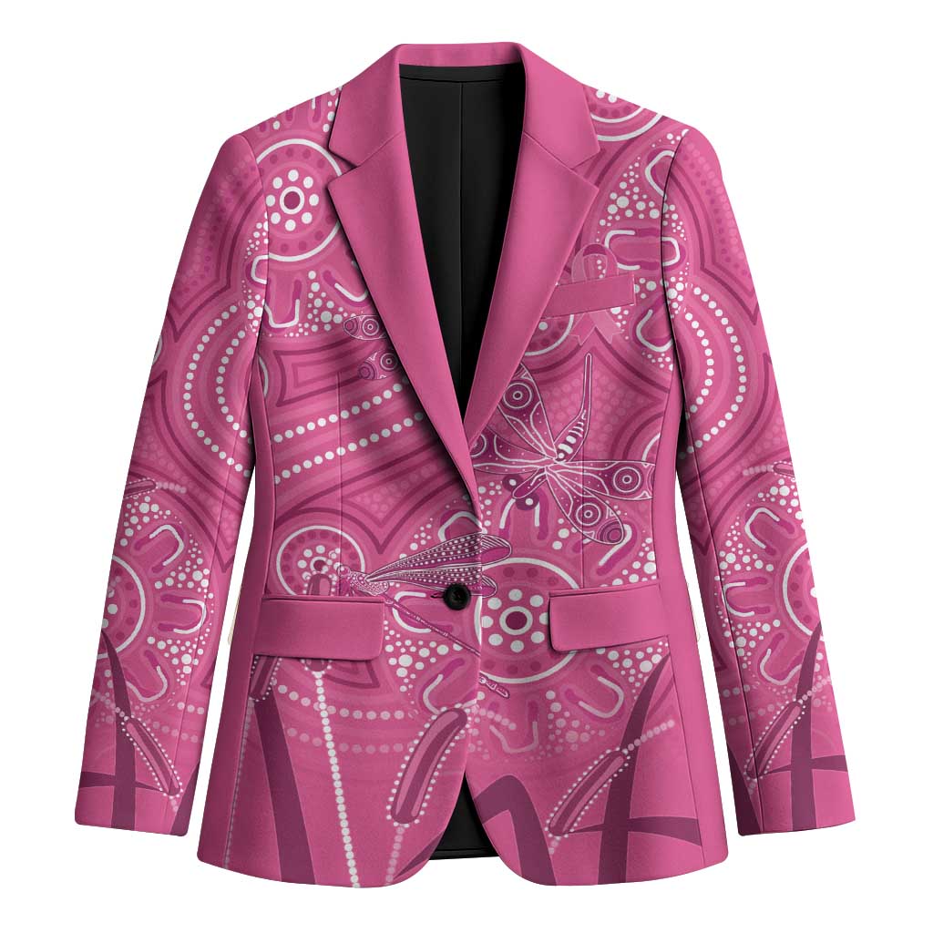Australia Indigenous Pink Month Blazer Breast Cancer Aboriginal Dragonflies Ribbon - Aussie Hoodie