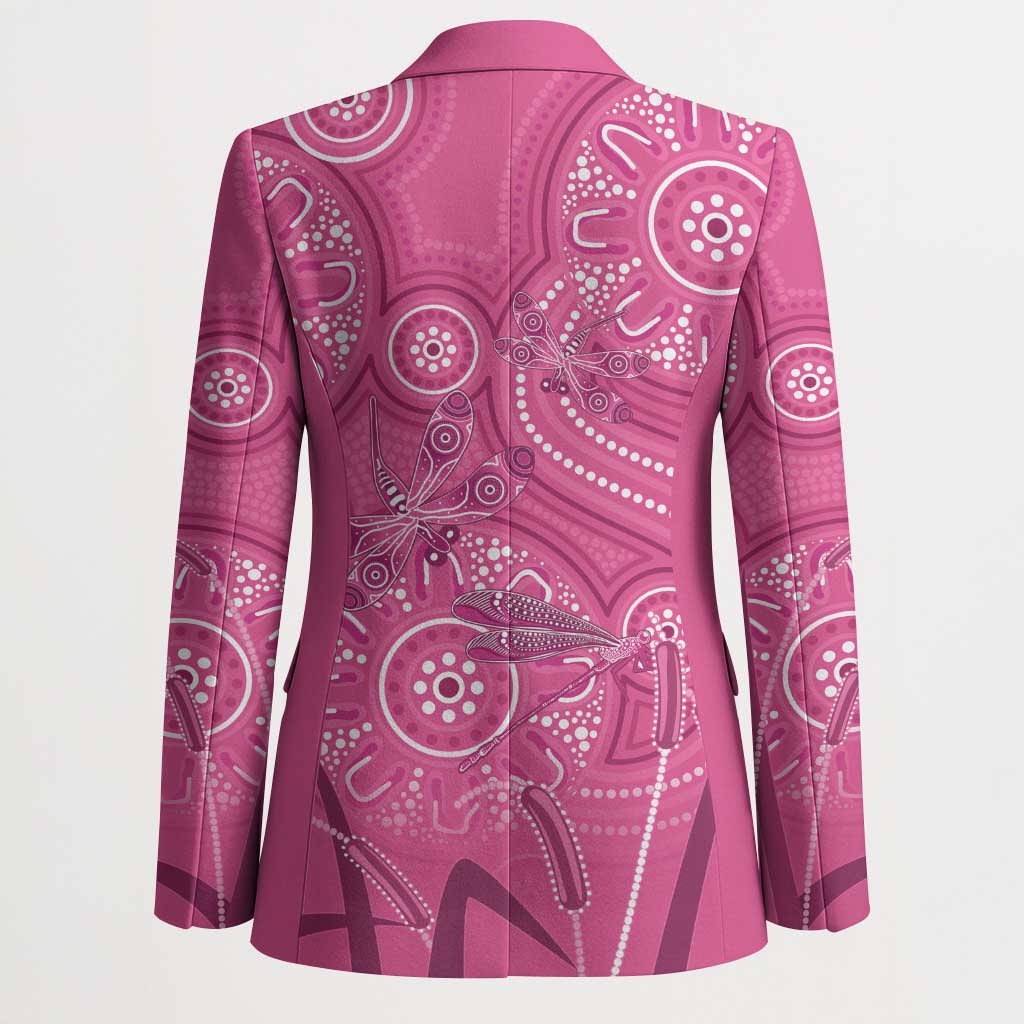 Australia Indigenous Pink Month Blazer Breast Cancer Aboriginal Dragonflies Ribbon - Aussie Hoodie