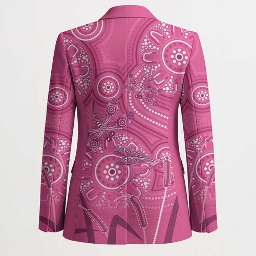 Australia Indigenous Pink Month Blazer Breast Cancer Aboriginal Dragonflies Ribbon - Aussie Hoodie
