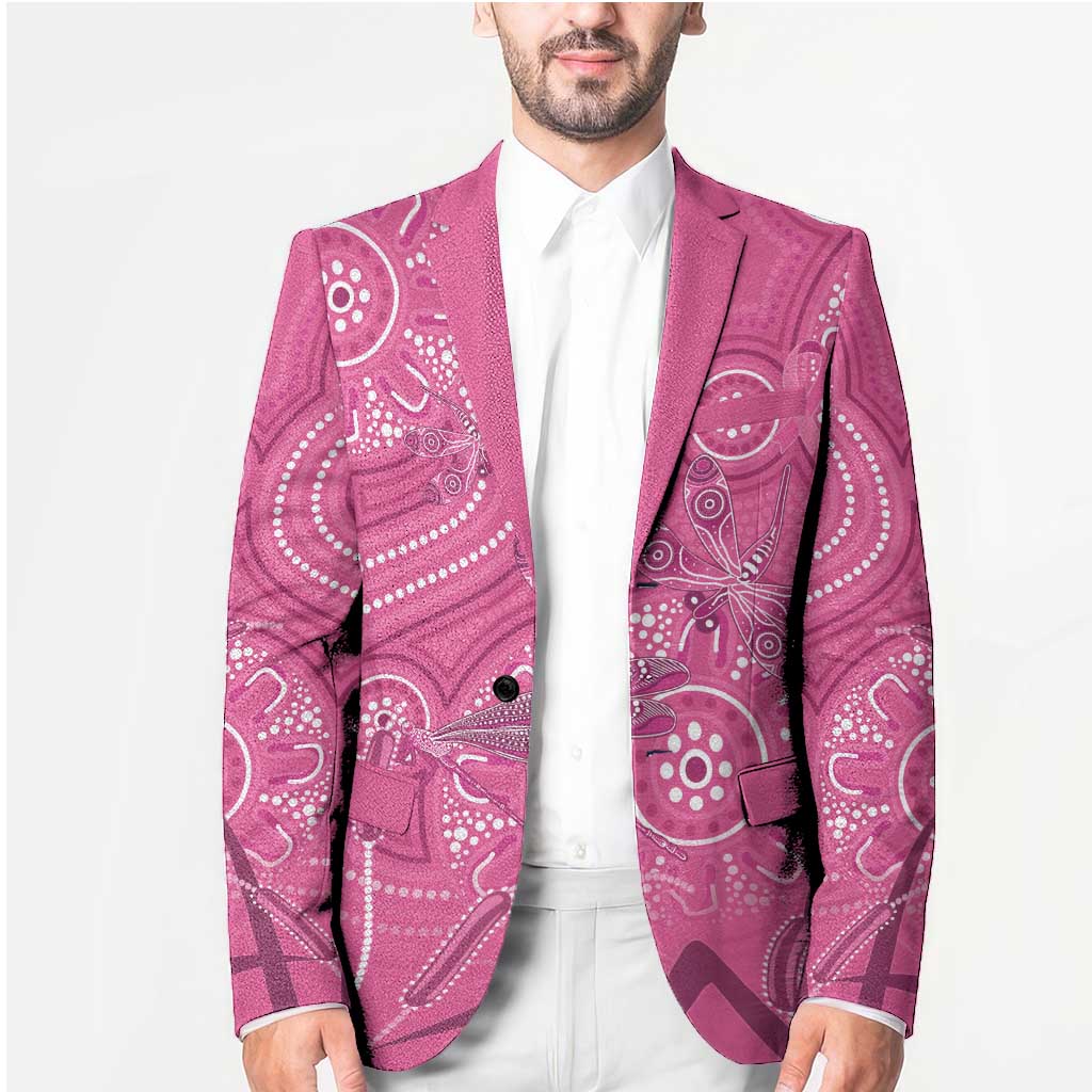 Australia Indigenous Pink Month Blazer Breast Cancer Aboriginal Dragonflies Ribbon - Aussie Hoodie