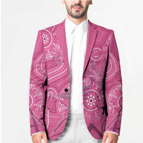 Australia Indigenous Pink Month Blazer Breast Cancer Aboriginal Dragonflies Ribbon - Aussie Hoodie