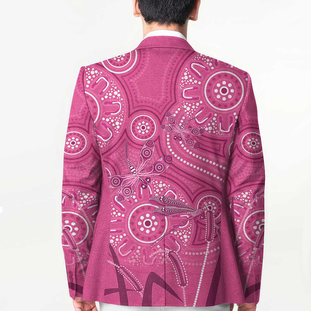 Australia Indigenous Pink Month Blazer Breast Cancer Aboriginal Dragonflies Ribbon - Aussie Hoodie