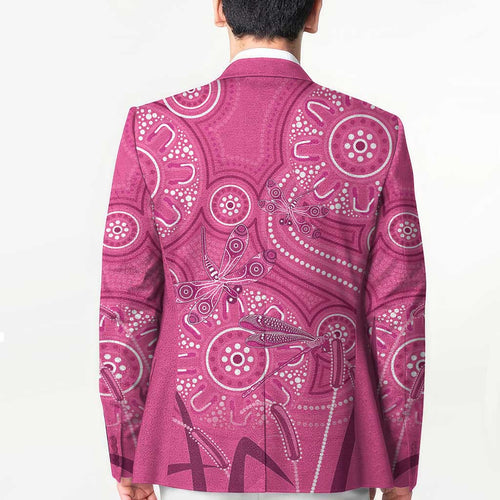 Australia Indigenous Pink Month Blazer Breast Cancer Aboriginal Dragonflies Ribbon - Aussie Hoodie