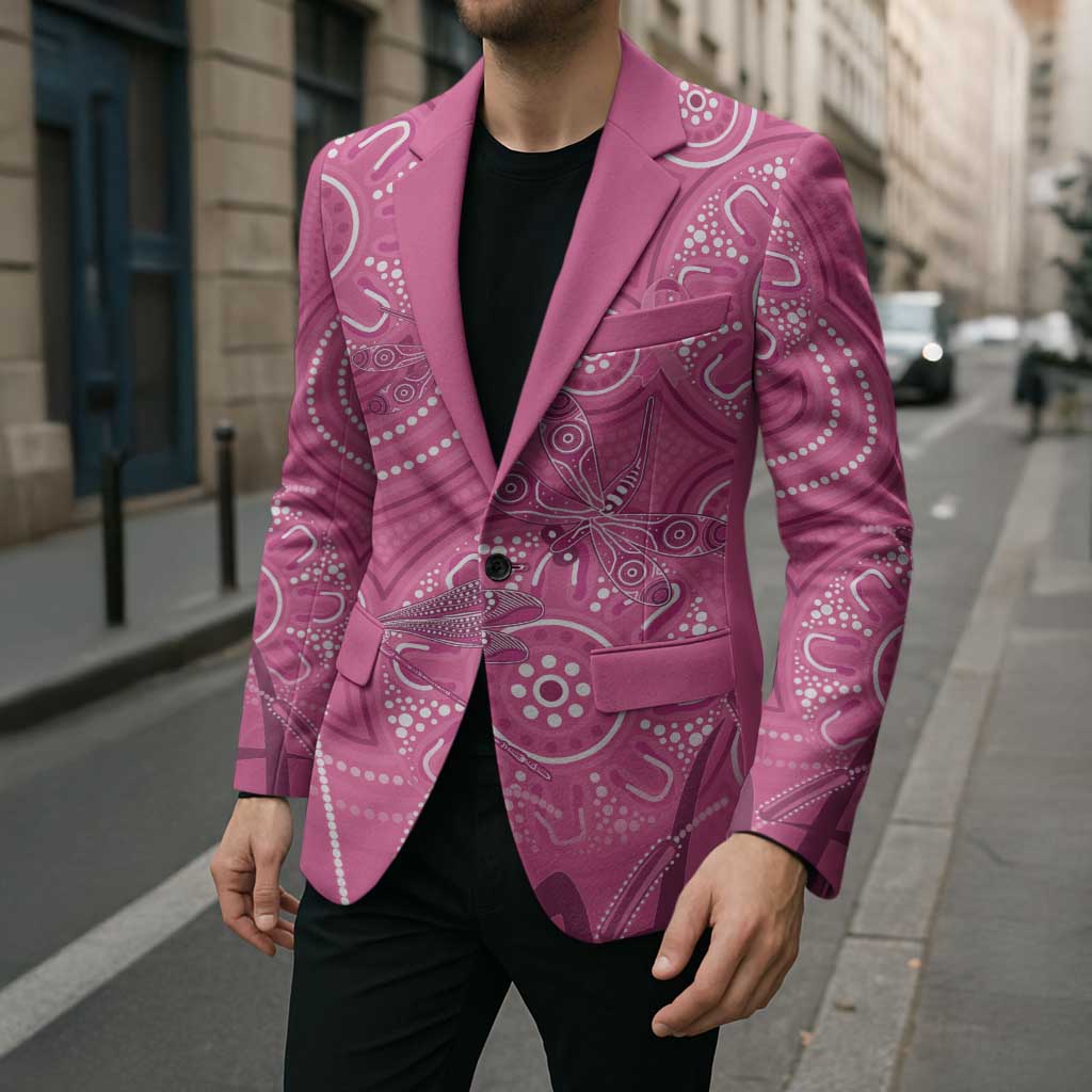 Australia Indigenous Pink Month Blazer Breast Cancer Aboriginal Dragonflies Ribbon - Aussie Hoodie