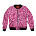 Australia Indigenous Pink Month Bomber Jacket Breast Cancer Aboriginal Dragonflies Ribbon - Aussie Hoodie