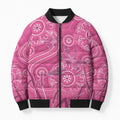 Australia Indigenous Pink Month Bomber Puffer Jacket Breast Cancer Aboriginal Dragonflies Ribbon - Aussie Hoodie