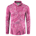 Australia Indigenous Pink Month Button Sweatshirt Breast Cancer Aboriginal Dragonflies Ribbon - Aussie Hoodie