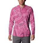 Australia Indigenous Pink Month Button Sweatshirt Breast Cancer Aboriginal Dragonflies Ribbon - Aussie Hoodie