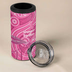 Australia Indigenous Pink Month 4 in 1 Can Cooler Tumbler Breast Cancer Aboriginal Dragonflies Ribbon - Aussie Hoodie