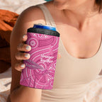 Australia Indigenous Pink Month 4 in 1 Can Cooler Tumbler Breast Cancer Aboriginal Dragonflies Ribbon - Aussie Hoodie