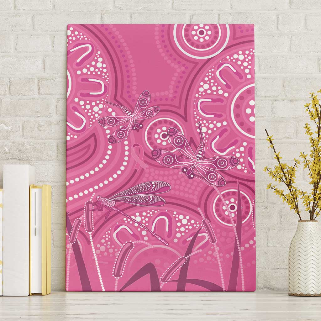 Australia Indigenous Pink Month Canvas Wall Art Breast Cancer Aboriginal Dragonflies Ribbon - Aussie Hoodie