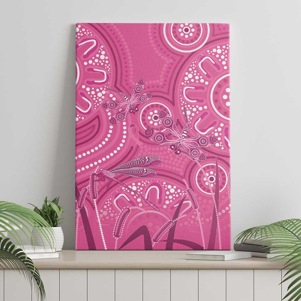 Australia Indigenous Pink Month Canvas Wall Art Breast Cancer Aboriginal Dragonflies Ribbon - Aussie Hoodie