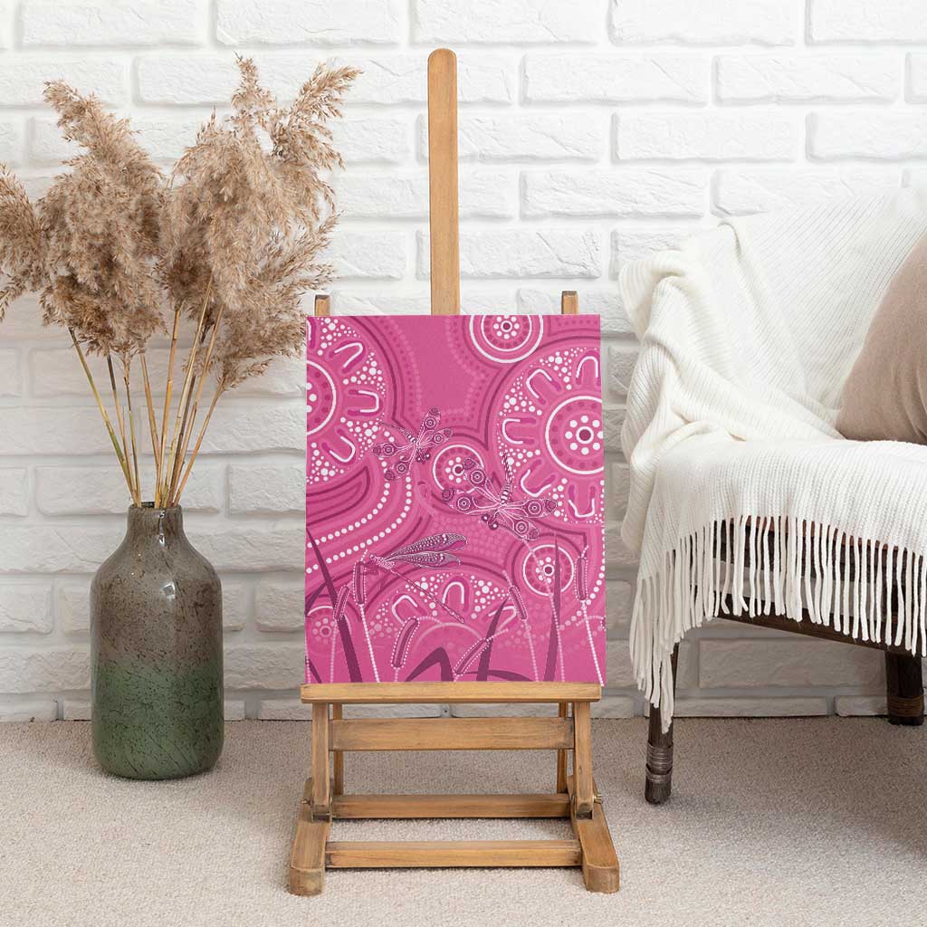 Australia Indigenous Pink Month Canvas Wall Art Breast Cancer Aboriginal Dragonflies Ribbon - Aussie Hoodie